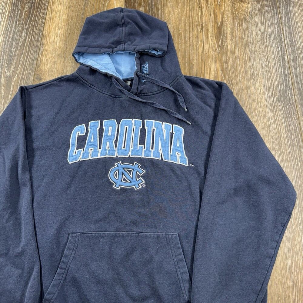 Vintage North Carolina Tar Heels Hoodie Mens XL Blue Sweatshirt Spellout Sweater